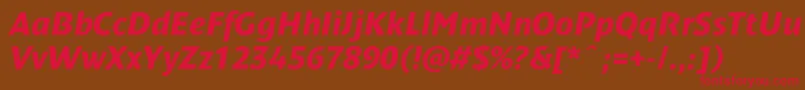 DendanewcBolditalic Font – Red Fonts on Brown Background