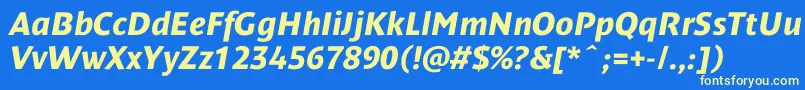 DendanewcBolditalic Font – Yellow Fonts on Blue Background