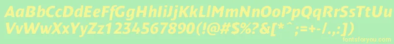 DendanewcBolditalic Font – Yellow Fonts on Green Background