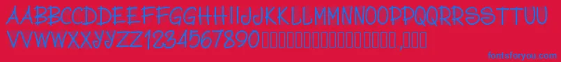 フォントPwscritch – 赤い背景に青い文字