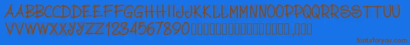 Pwscritch Font – Brown Fonts on Blue Background