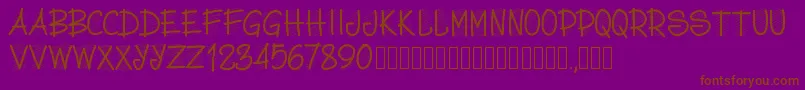 Pwscritch-Schriftart – Braune Schriften auf violettem Hintergrund