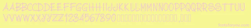 Pwscritch-fontti – vaaleanpunaiset fontit keltaisella taustalla
