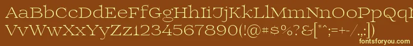 Prida01light-fontti – keltaiset fontit ruskealla taustalla