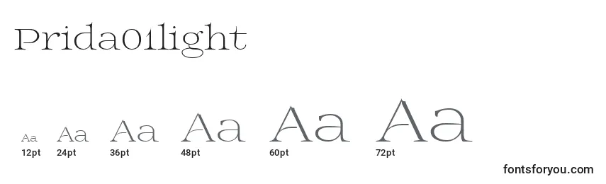 Размеры шрифта Prida01light