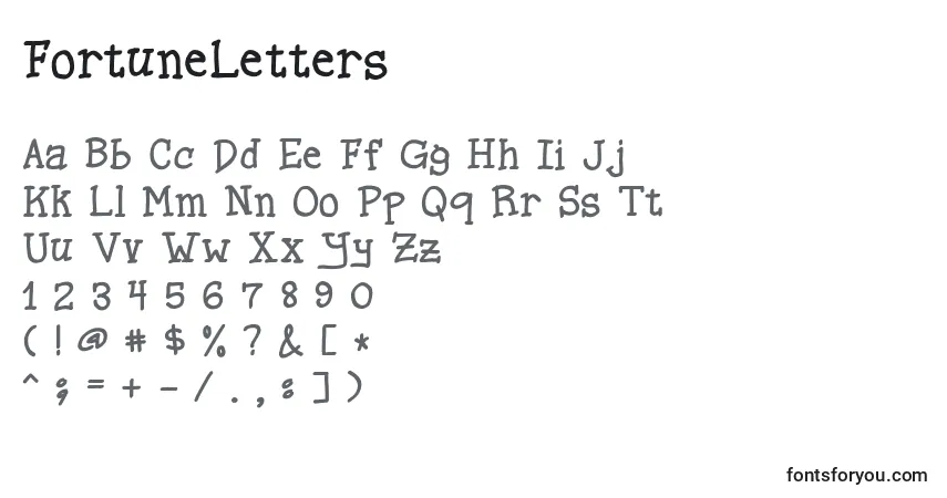 Czcionka FortuneLetters – alfabet, cyfry, specjalne znaki