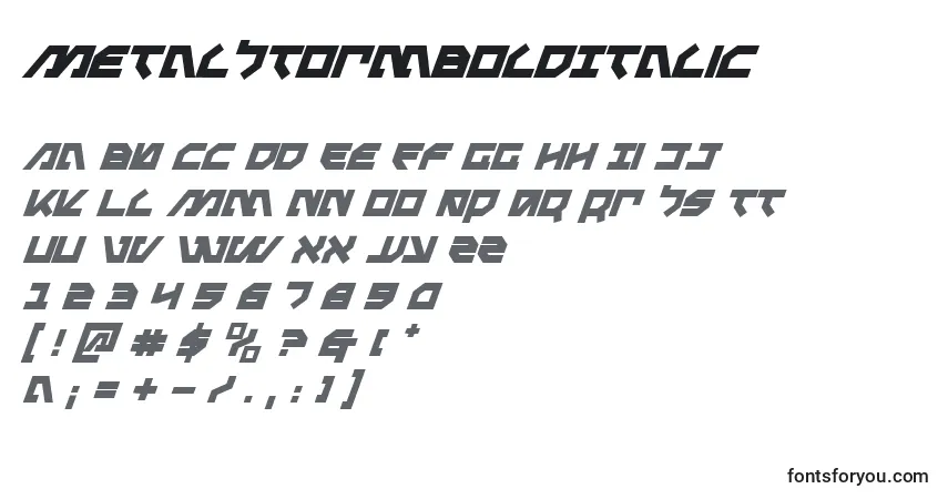 MetalStormBoldItalic Font – alphabet, numbers, special characters