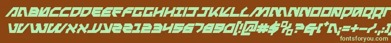 MetalStormBoldItalic-fontti – vihreät fontit ruskealla taustalla