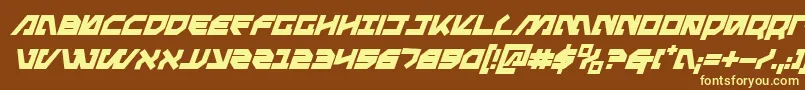 MetalStormBoldItalic-fontti – keltaiset fontit ruskealla taustalla