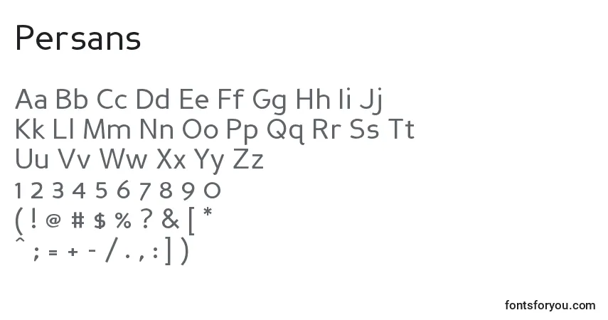 Fuente Persans - alfabeto, números, caracteres especiales