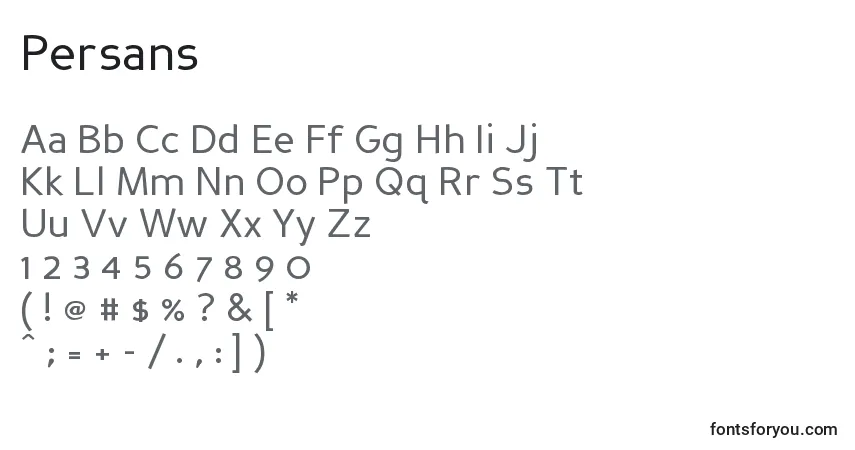 Czcionka Persans – alfabet, cyfry, specjalne znaki