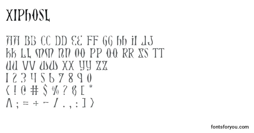 Schriftart Xiphosl – Alphabet, Zahlen, spezielle Symbole