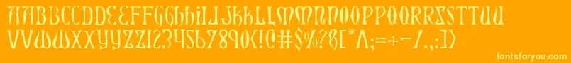 Xiphosl-Schriftart – Gelbe Schriften auf orangefarbenem Hintergrund