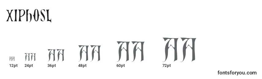 Размеры шрифта Xiphosl