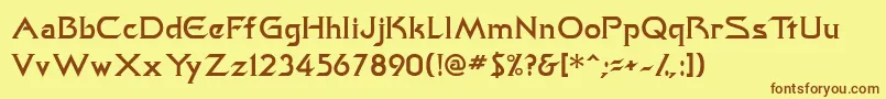 Trekkiessk Font – Brown Fonts on Yellow Background