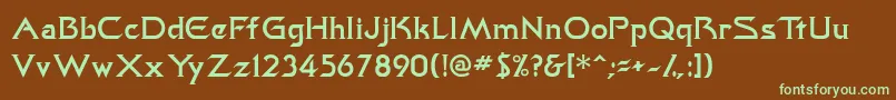 Trekkiessk Font – Green Fonts on Brown Background