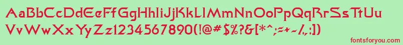 Czcionka Trekkiessk – czerwone czcionki na zielonym tle