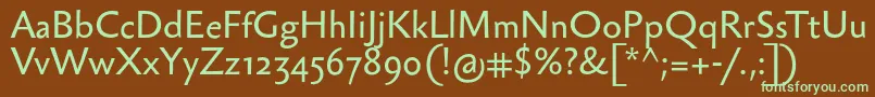 Czcionka Sebastiantext – zielone czcionki na brązowym tle