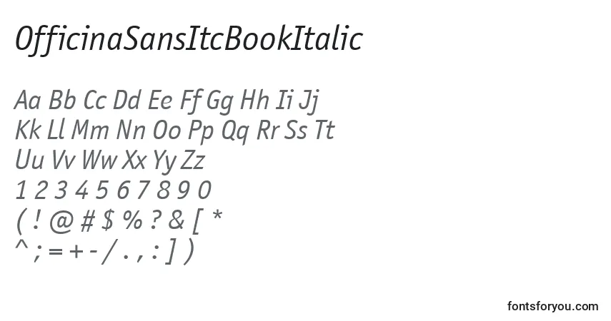 OfficinaSansItcBookItalicフォント–アルファベット、数字、特殊文字