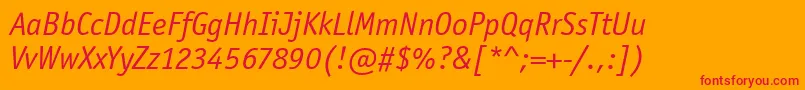 OfficinaSansItcBookItalic Font – Red Fonts on Orange Background