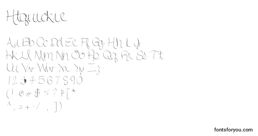 A fonte Htquickie – alfabeto, números, caracteres especiais