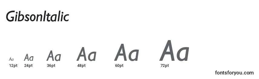 GibsonItalic Font Sizes