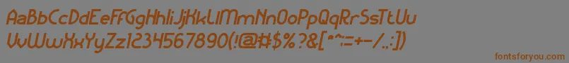 Więcej informacji o czcionce KangarooPunchItalic Czcionka KangarooPunchItalic – brązowe czcionki na szarym tle