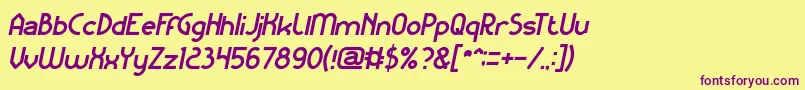 KangarooPunchItalic Font – Purple Fonts on Yellow Background