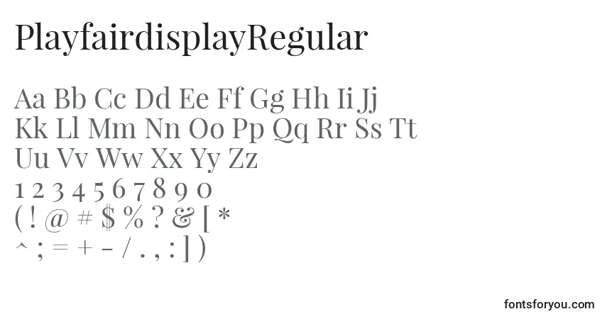 Fuente PlayfairdisplayRegular - alfabeto, números, caracteres especiales