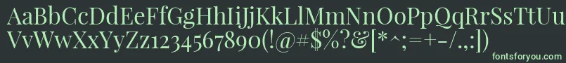 PlayfairdisplayRegular-fontti – vihreät fontit mustalla taustalla