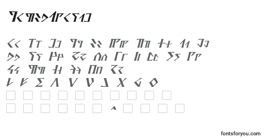 A fonte DavekItalic – alfabeto, números, caracteres especiais