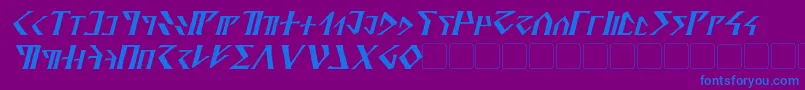 Fonte DavekItalic – fontes azuis em um fundo violeta