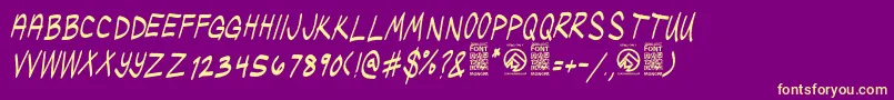 UglykidsItalic Font – Yellow Fonts on Purple Background