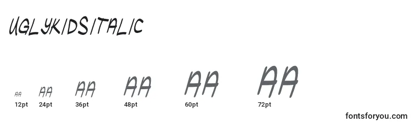 Tamaños de fuente UglykidsItalic