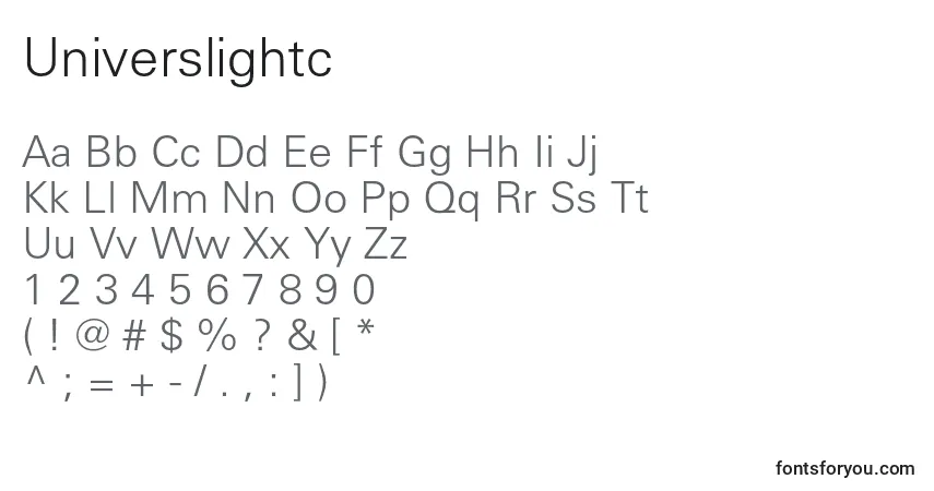 Schriftart Universlightc – Alphabet, Zahlen, spezielle Symbole