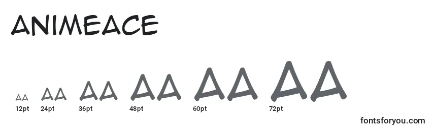 Размеры шрифта AnimeAce