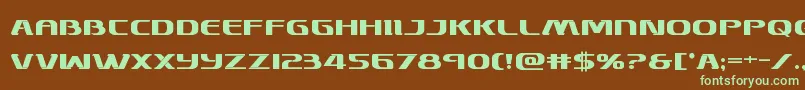 フォントSkymarshalbold – 緑色の文字が茶色の背景にあります。