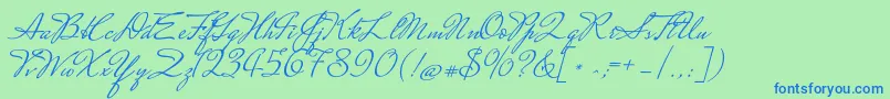 MrssaintdelafieldRegular Font – Blue Fonts on Green Background