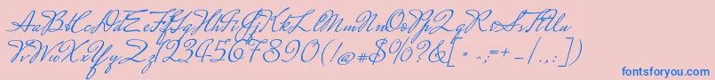 MrssaintdelafieldRegular-Schriftart – Blaue Schriften auf rosa Hintergrund