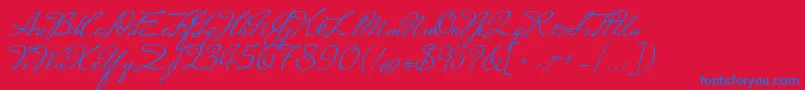 MrssaintdelafieldRegular Font – Blue Fonts on Red Background