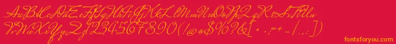 MrssaintdelafieldRegular Font – Orange Fonts on Red Background