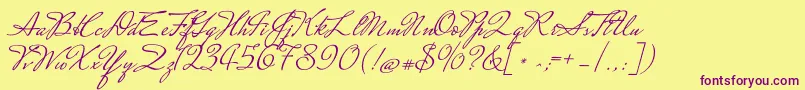 MrssaintdelafieldRegular Font – Purple Fonts on Yellow Background