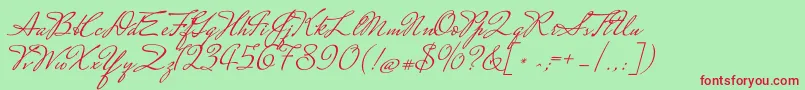 MrssaintdelafieldRegular Font – Red Fonts on Green Background