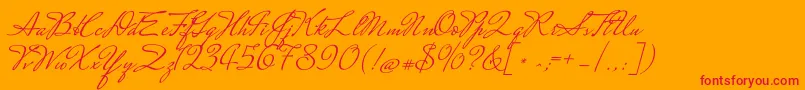 MrssaintdelafieldRegular-Schriftart – Rote Schriften auf orangefarbenem Hintergrund