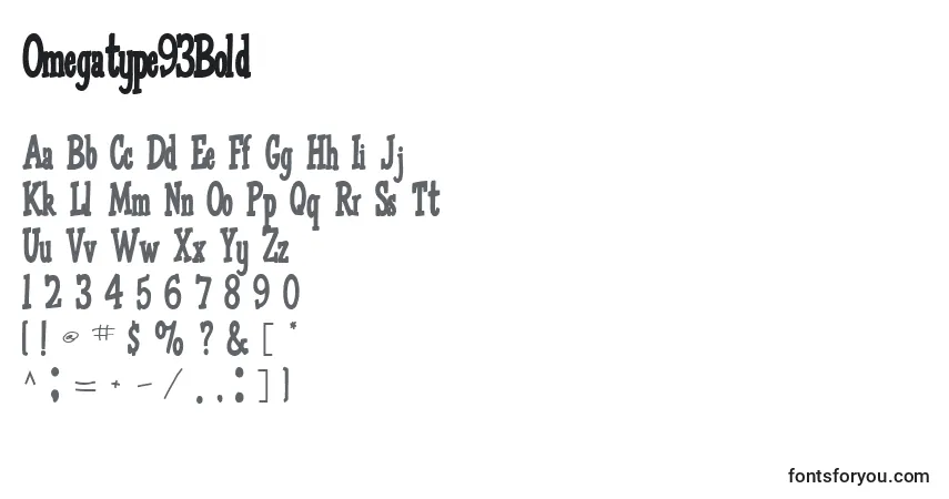 Schriftart Omegatype93Bold – Alphabet, Zahlen, spezielle Symbole