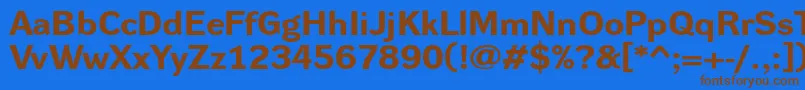 フォントDynagroteskrxeBold – 茶色の文字が青い背景にあります。