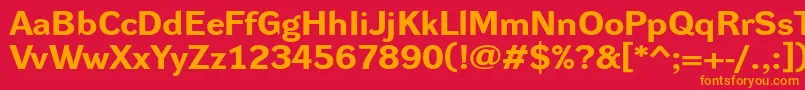 フォントDynagroteskrxeBold – 赤い背景にオレンジの文字