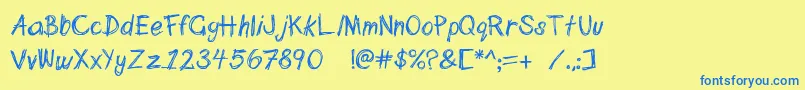 Scribblett Font – Blue Fonts on Yellow Background