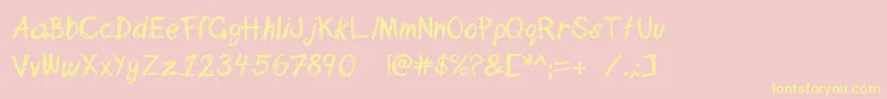 Scribblett-Schriftart – Gelbe Schriften auf rosa Hintergrund