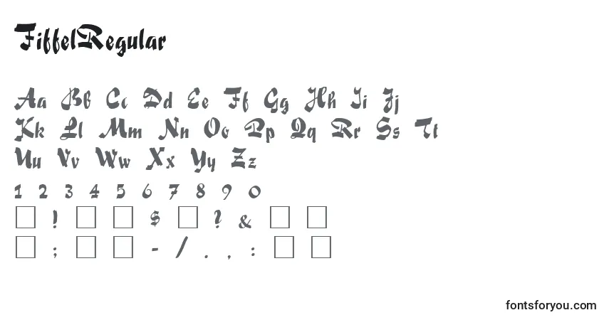 Schriftart FiffelRegular – Alphabet, Zahlen, spezielle Symbole